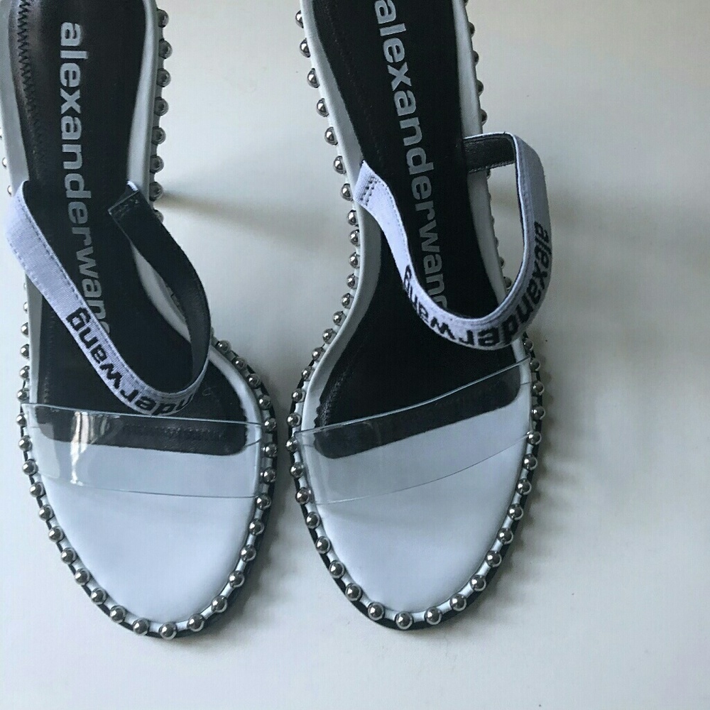 Alexander Wang studded pvc sandals heels sz8
